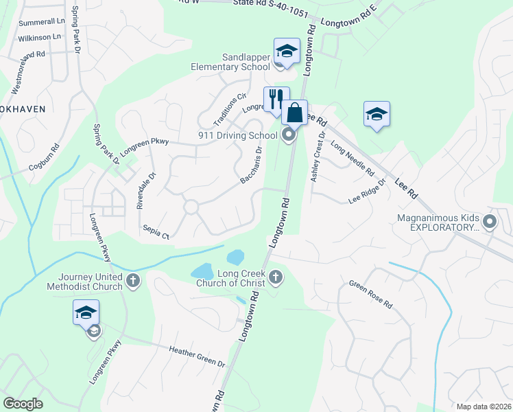 map of restaurants, bars, coffee shops, grocery stores, and more near 149 Longtown Place Drive in Columbia