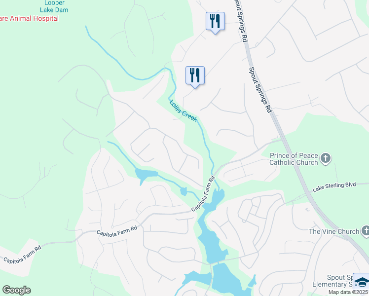 map of restaurants, bars, coffee shops, grocery stores, and more near 6640 Trail Side Drive in Flowery Branch