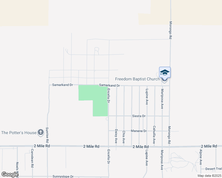 map of restaurants, bars, coffee shops, grocery stores, and more near 5323 Encelia Drive in Twentynine Palms
