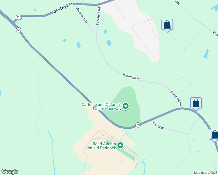 map of restaurants, bars, coffee shops, grocery stores, and more near 4418 Benefield Road in Braselton