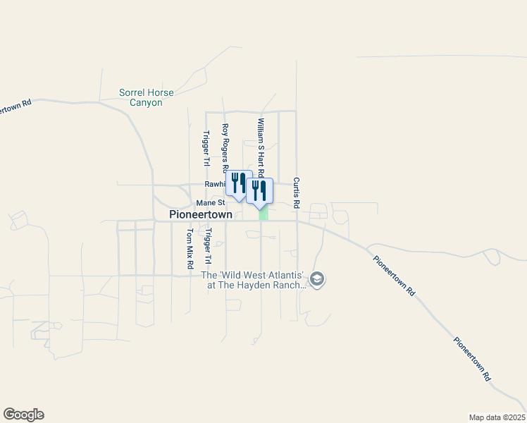 map of restaurants, bars, coffee shops, grocery stores, and more near 53613 Mane Street in Pioneertown