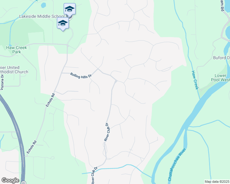 map of restaurants, bars, coffee shops, grocery stores, and more near 4260 River Club Drive in Cumming