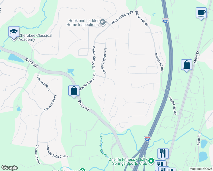map of restaurants, bars, coffee shops, grocery stores, and more near 621 Cove Road in Canton
