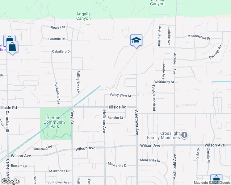map of restaurants, bars, coffee shops, grocery stores, and more near 9370 Valley View Street in Rancho Cucamonga