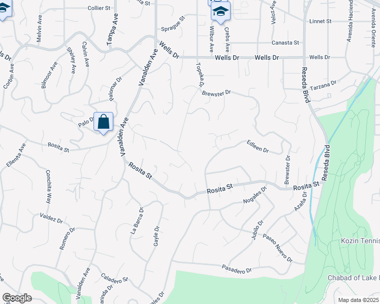 map of restaurants, bars, coffee shops, grocery stores, and more near 4800 Topeka Drive in Los Angeles