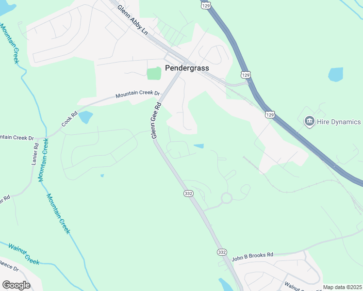 map of restaurants, bars, coffee shops, grocery stores, and more near 517 Glenn Gee Road in Pendergrass