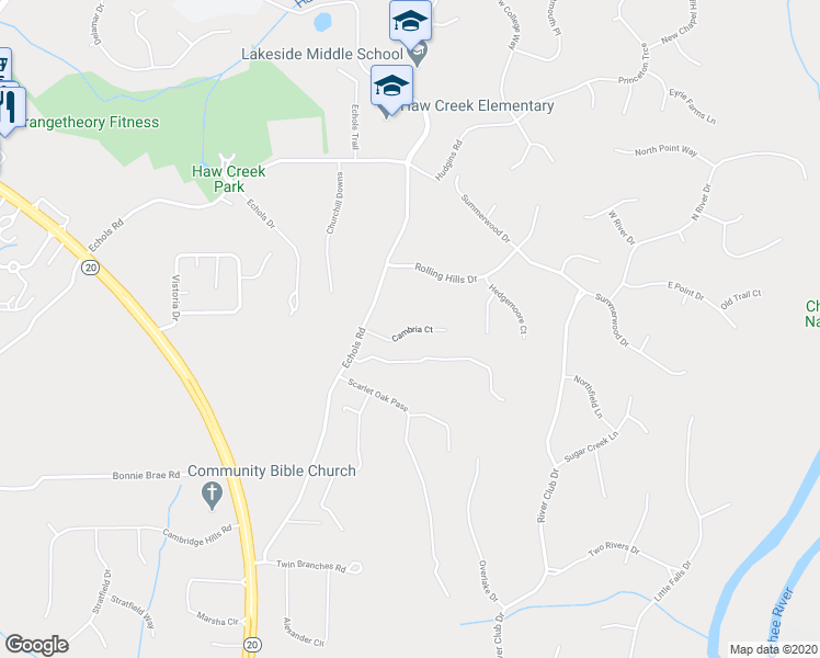 map of restaurants, bars, coffee shops, grocery stores, and more near 3926 Cambria Court in Cumming