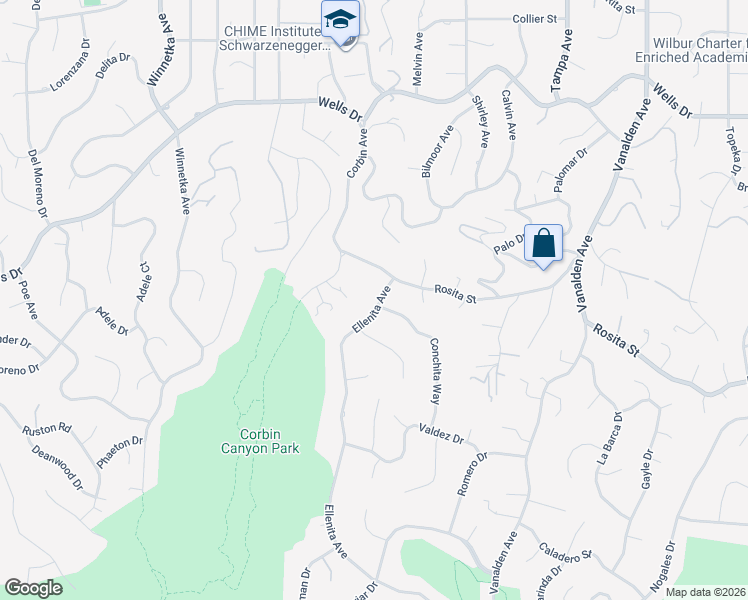 map of restaurants, bars, coffee shops, grocery stores, and more near 4747 Ellenita Avenue in Los Angeles