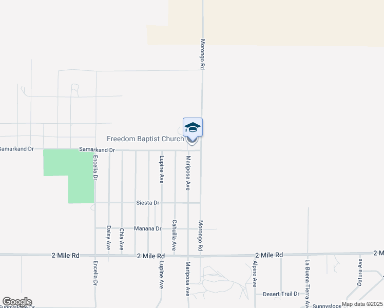 map of restaurants, bars, coffee shops, grocery stores, and more near 5334 Mariposa Avenue in Twentynine Palms