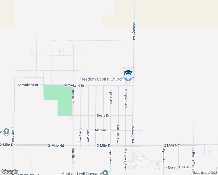 map of restaurants, bars, coffee shops, grocery stores, and more near 71937 Samarkand Drive in Twentynine Palms