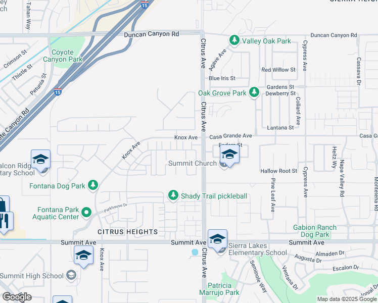 map of restaurants, bars, coffee shops, grocery stores, and more near 5351 Mazzulli Court in Fontana