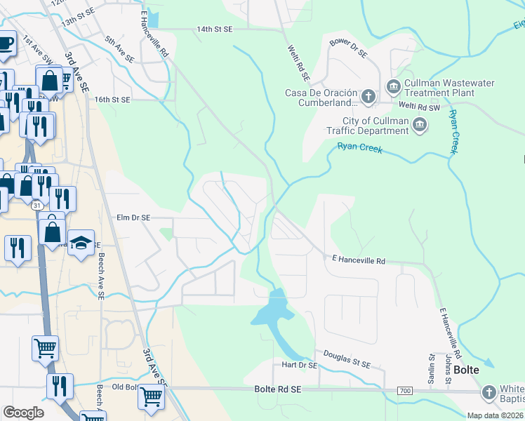 map of restaurants, bars, coffee shops, grocery stores, and more near 1700 Derby Drive in Cullman