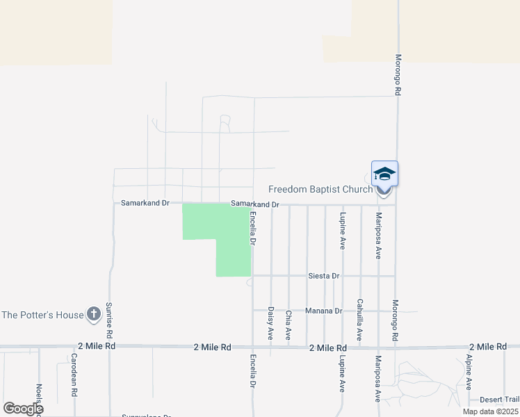 map of restaurants, bars, coffee shops, grocery stores, and more near 5323 Encelia Drive in Twentynine Palms