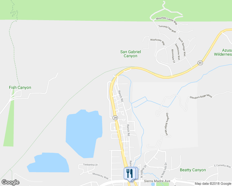 map of restaurants, bars, coffee shops, grocery stores, and more near 1849 Forest Drive in Azusa