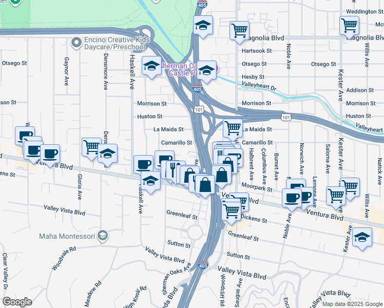 map of restaurants, bars, coffee shops, grocery stores, and more near 4733 Orion Avenue in Los Angeles
