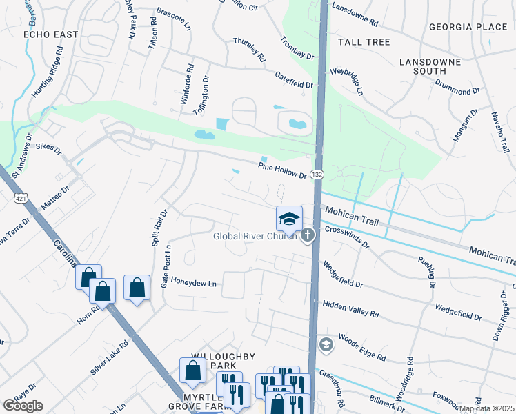 map of restaurants, bars, coffee shops, grocery stores, and more near 4628 Sweet Jasmine Run in Wilmington