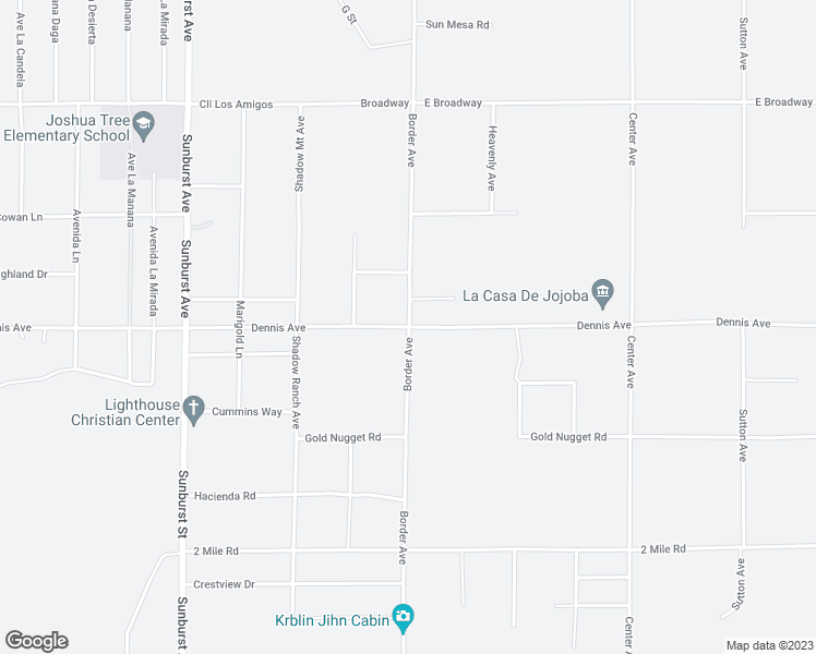 map of restaurants, bars, coffee shops, grocery stores, and more near Dennis Avenue in San Bernardino County