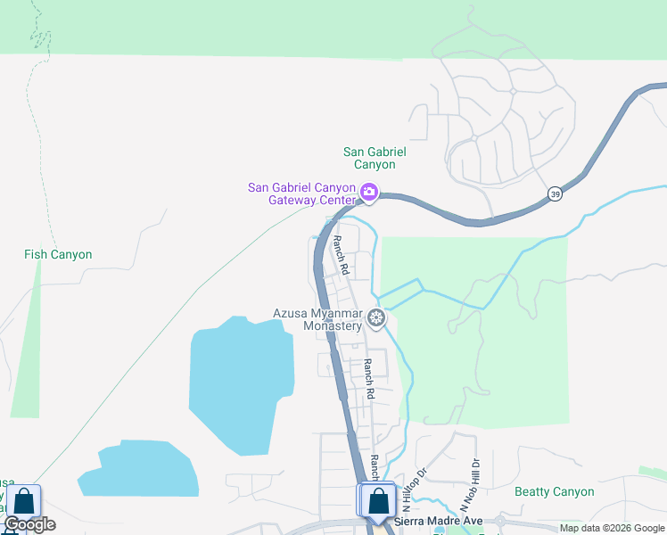 map of restaurants, bars, coffee shops, grocery stores, and more near 1849 Forest Drive in Azusa