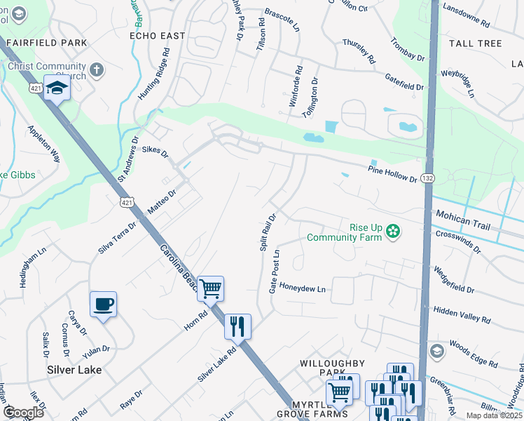 map of restaurants, bars, coffee shops, grocery stores, and more near 4637 Whiteweld Terrace in Wilmington