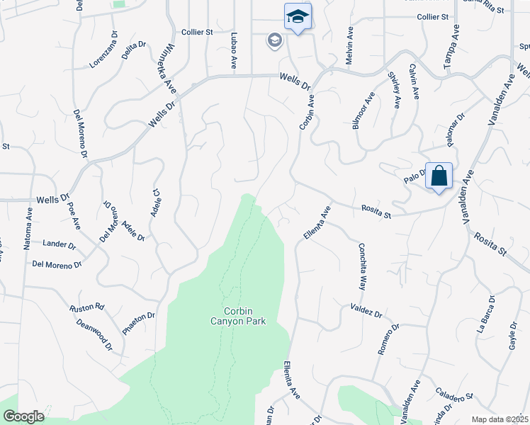 map of restaurants, bars, coffee shops, grocery stores, and more near 4739 Corbin Avenue in Los Angeles