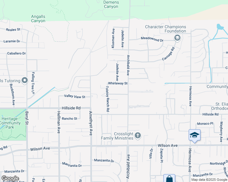 map of restaurants, bars, coffee shops, grocery stores, and more near 9616 Norbrook Drive in Rancho Cucamonga