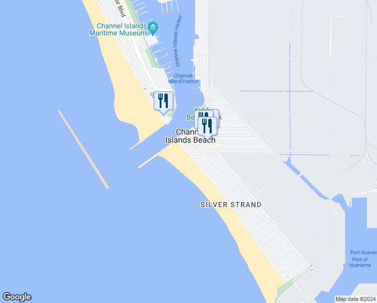 map of restaurants, bars, coffee shops, grocery stores, and more near 2201 Ocean Drive in Oxnard