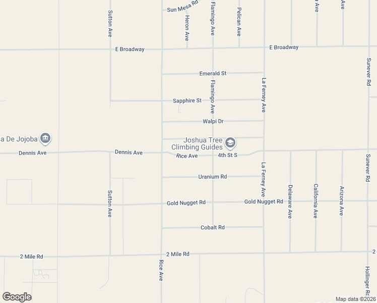 map of restaurants, bars, coffee shops, grocery stores, and more near 63418 4th Street South in Joshua Tree
