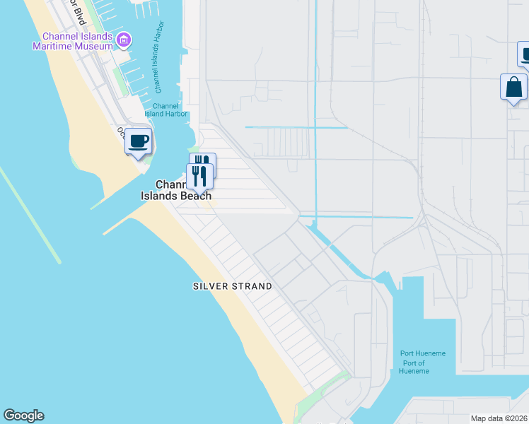 map of restaurants, bars, coffee shops, grocery stores, and more near 332 Highland Drive in Oxnard
