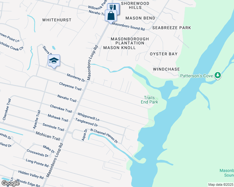 map of restaurants, bars, coffee shops, grocery stores, and more near 306 Trails End Road in Wilmington