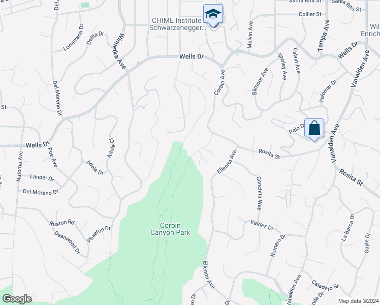 map of restaurants, bars, coffee shops, grocery stores, and more near 4739 Corbin Avenue in Los Angeles