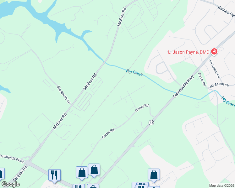 map of restaurants, bars, coffee shops, grocery stores, and more near 3828 Mabry Ridge Drive in Buford