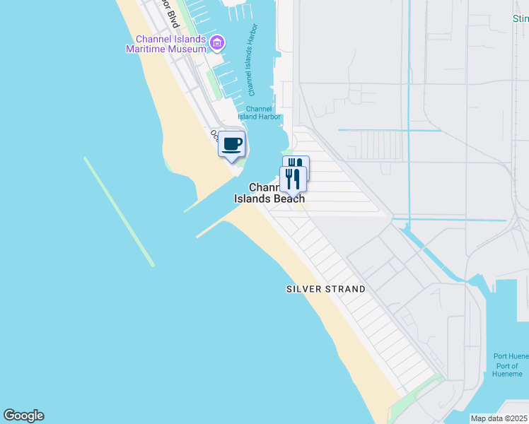 map of restaurants, bars, coffee shops, grocery stores, and more near 3550 Harbor Boulevard in Oxnard
