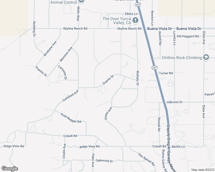 map of restaurants, bars, coffee shops, grocery stores, and more near 56600 Duarte Street in Yucca Valley
