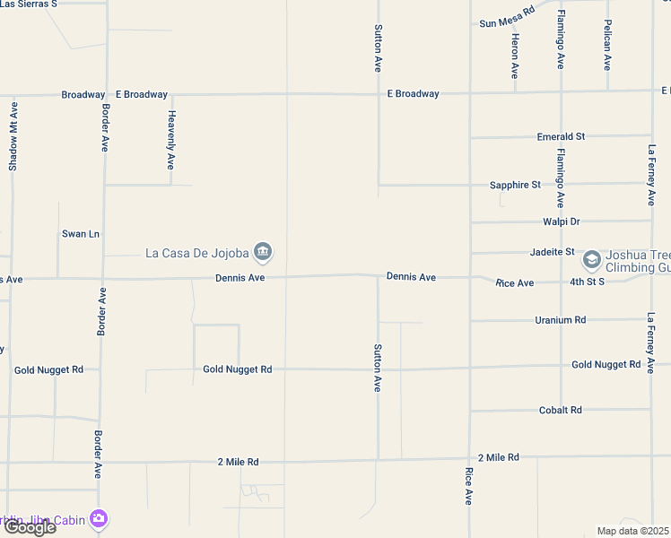 map of restaurants, bars, coffee shops, grocery stores, and more near 62901-63103 Dennis Avenue in Joshua Tree