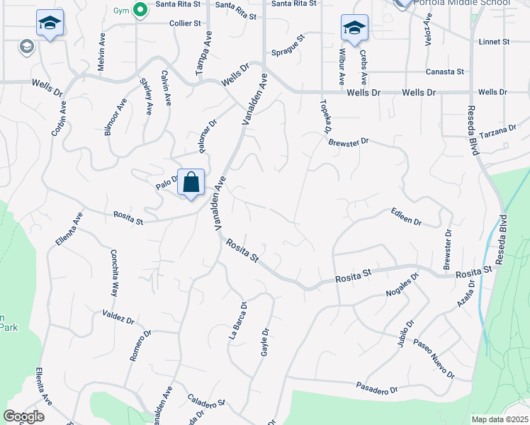 map of restaurants, bars, coffee shops, grocery stores, and more near 19130 Charles Street in Los Angeles