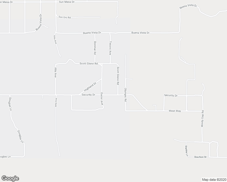 map of restaurants, bars, coffee shops, grocery stores, and more near 60090 Security Drive in Yucca Valley