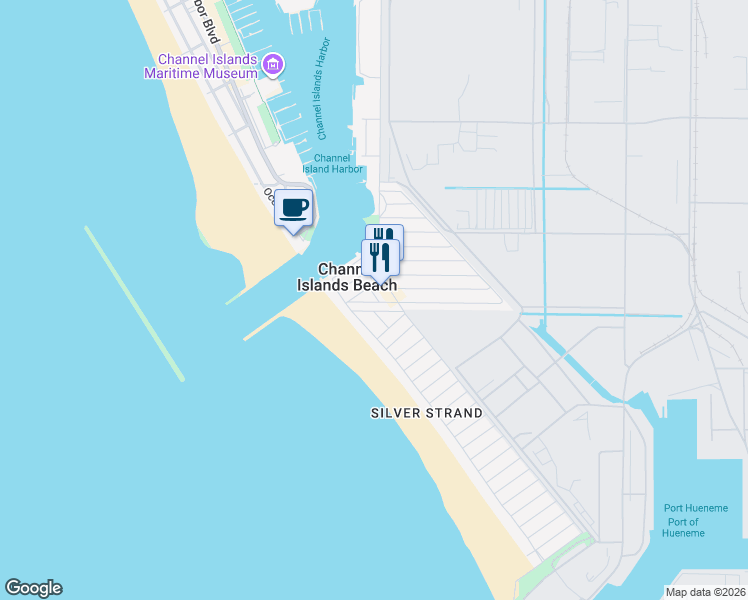 map of restaurants, bars, coffee shops, grocery stores, and more near 2301 Chico Court in Oxnard