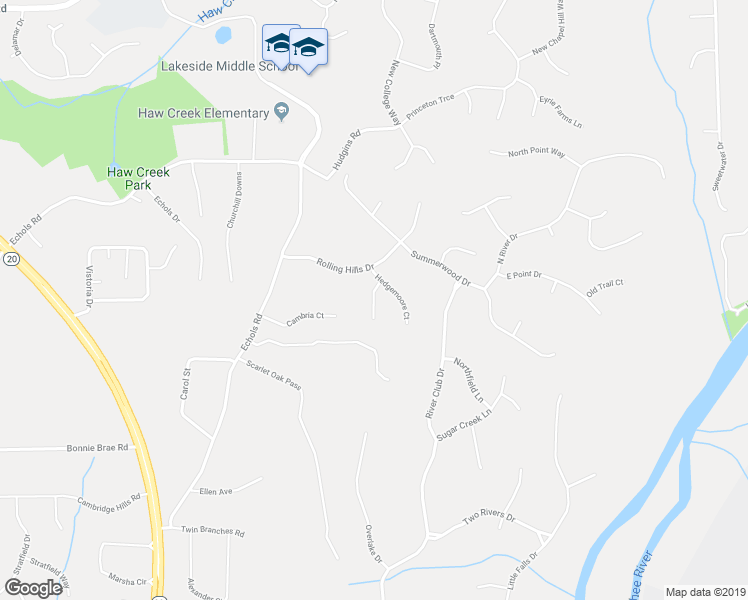 map of restaurants, bars, coffee shops, grocery stores, and more near 4125 Hillsborough Close in Cumming