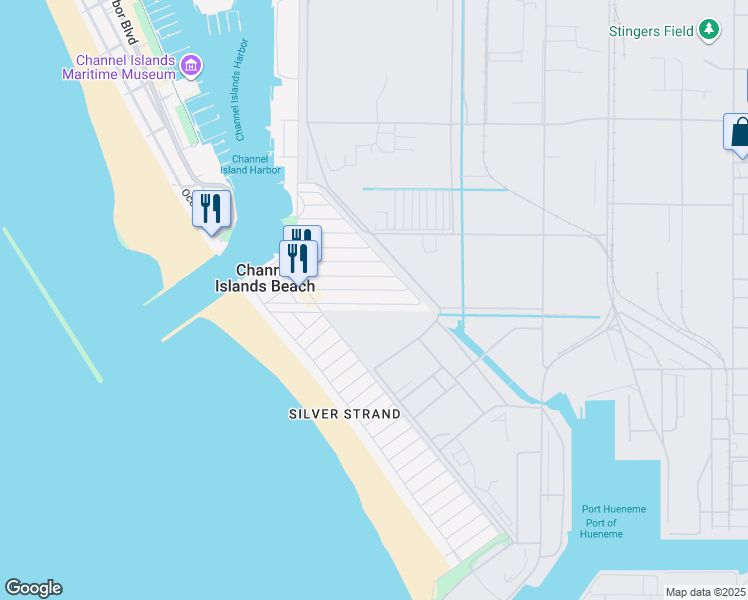 map of restaurants, bars, coffee shops, grocery stores, and more near 305 Highland Drive in Oxnard