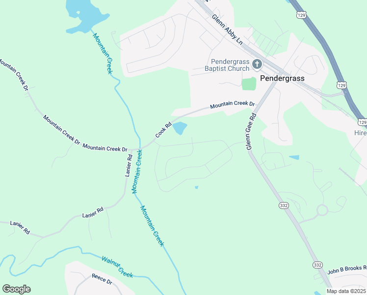map of restaurants, bars, coffee shops, grocery stores, and more near 158 Sope Creek Circle in Pendergrass