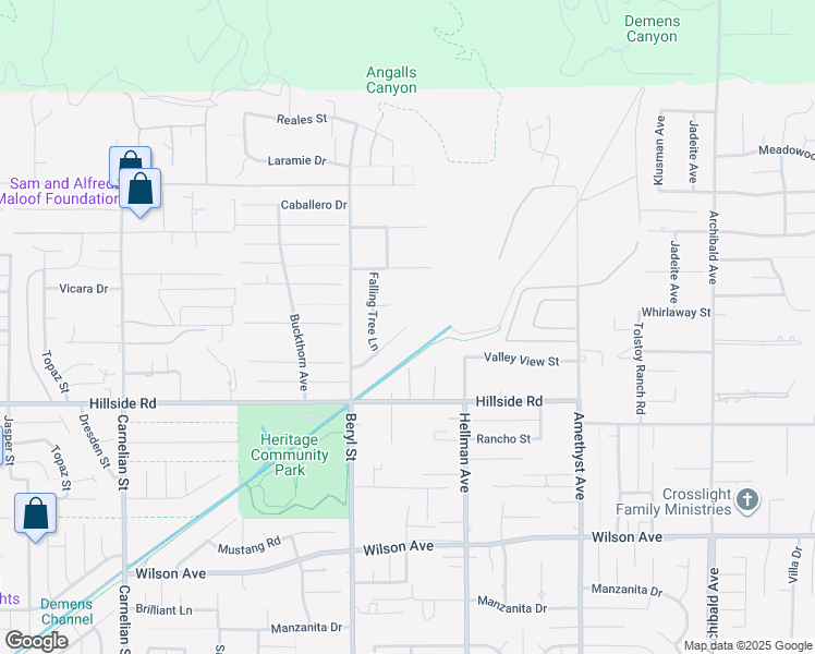 map of restaurants, bars, coffee shops, grocery stores, and more near 9219 Camellia Court in Rancho Cucamonga