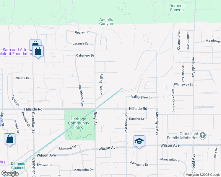 map of restaurants, bars, coffee shops, grocery stores, and more near 9219 Camellia Court in Rancho Cucamonga