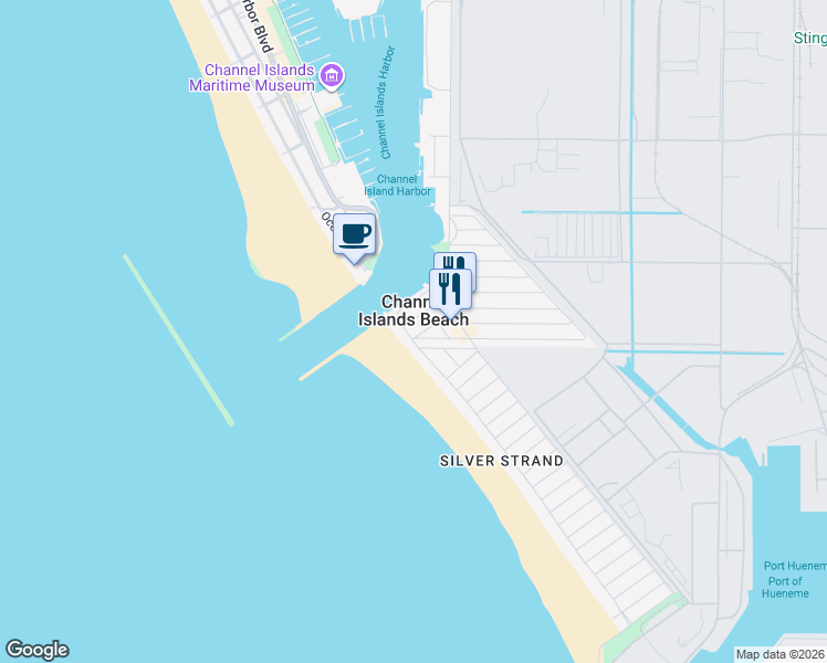 map of restaurants, bars, coffee shops, grocery stores, and more near 2408 Ocean Drive in Oxnard
