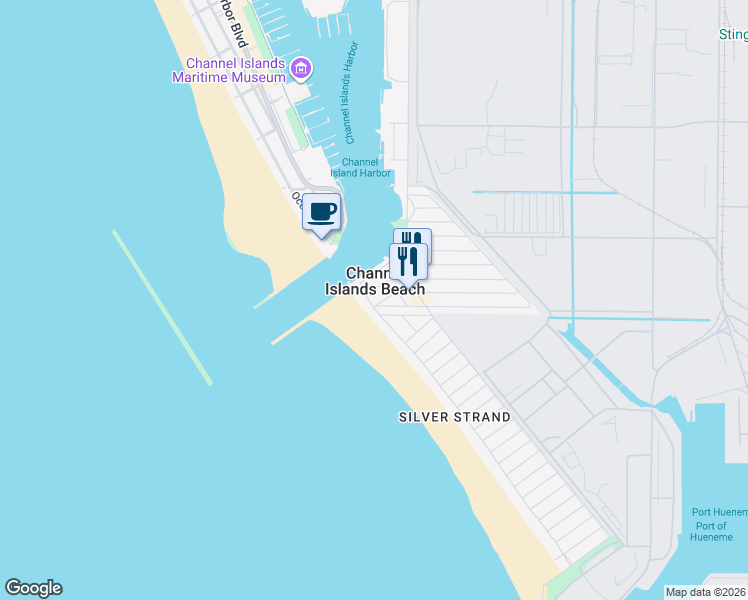 map of restaurants, bars, coffee shops, grocery stores, and more near 2408 Ocean Drive in Oxnard