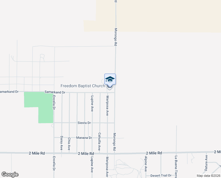 map of restaurants, bars, coffee shops, grocery stores, and more near 72070 Samarkand Drive in Twentynine Palms