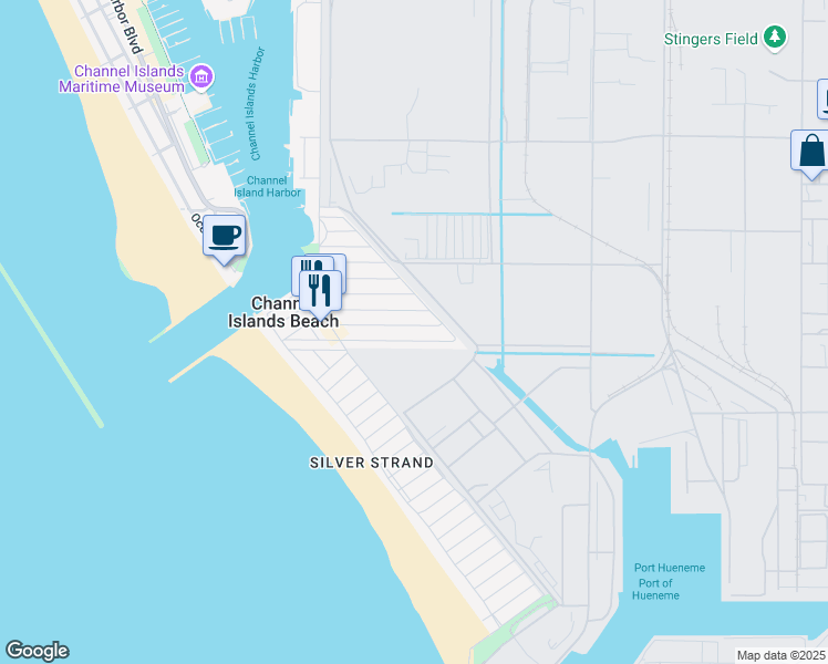 map of restaurants, bars, coffee shops, grocery stores, and more near 342 Cahuenga Drive in Oxnard