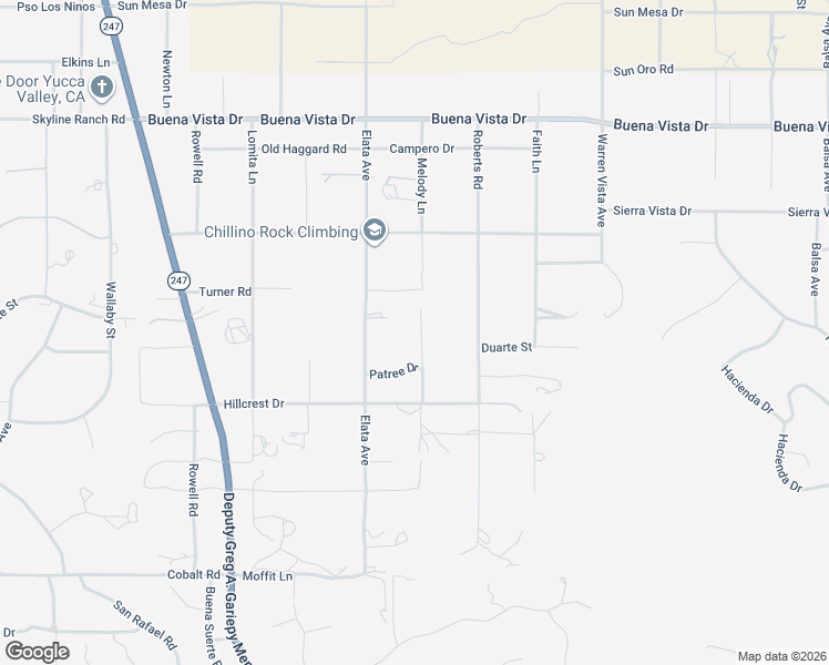 map of restaurants, bars, coffee shops, grocery stores, and more near 5224 Wind Song Avenue in Yucca Valley