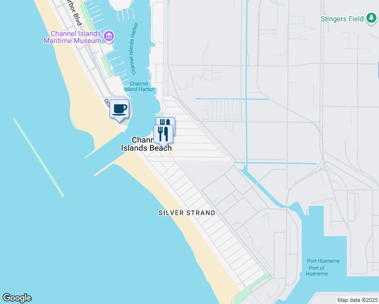 map of restaurants, bars, coffee shops, grocery stores, and more near 272 Cahuenga Drive in Oxnard