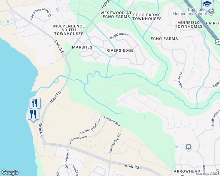 map of restaurants, bars, coffee shops, grocery stores, and more near in Wilmington