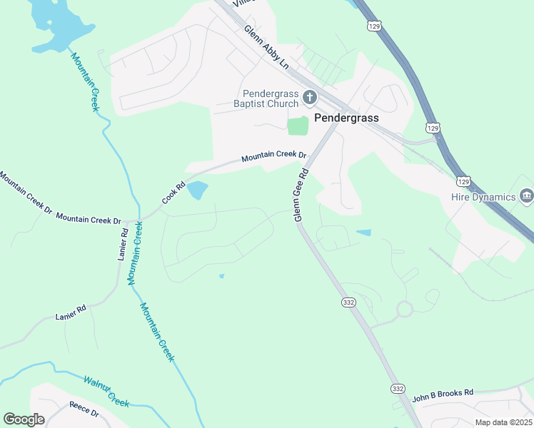 map of restaurants, bars, coffee shops, grocery stores, and more near 347 Sope Creek Circle in Pendergrass